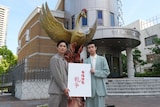 制作発表会に出席した高良健吾（左）、原田琥之佑（右）