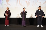 イベントに登壇した細見大輔、神谷浩史、中村健治総監督