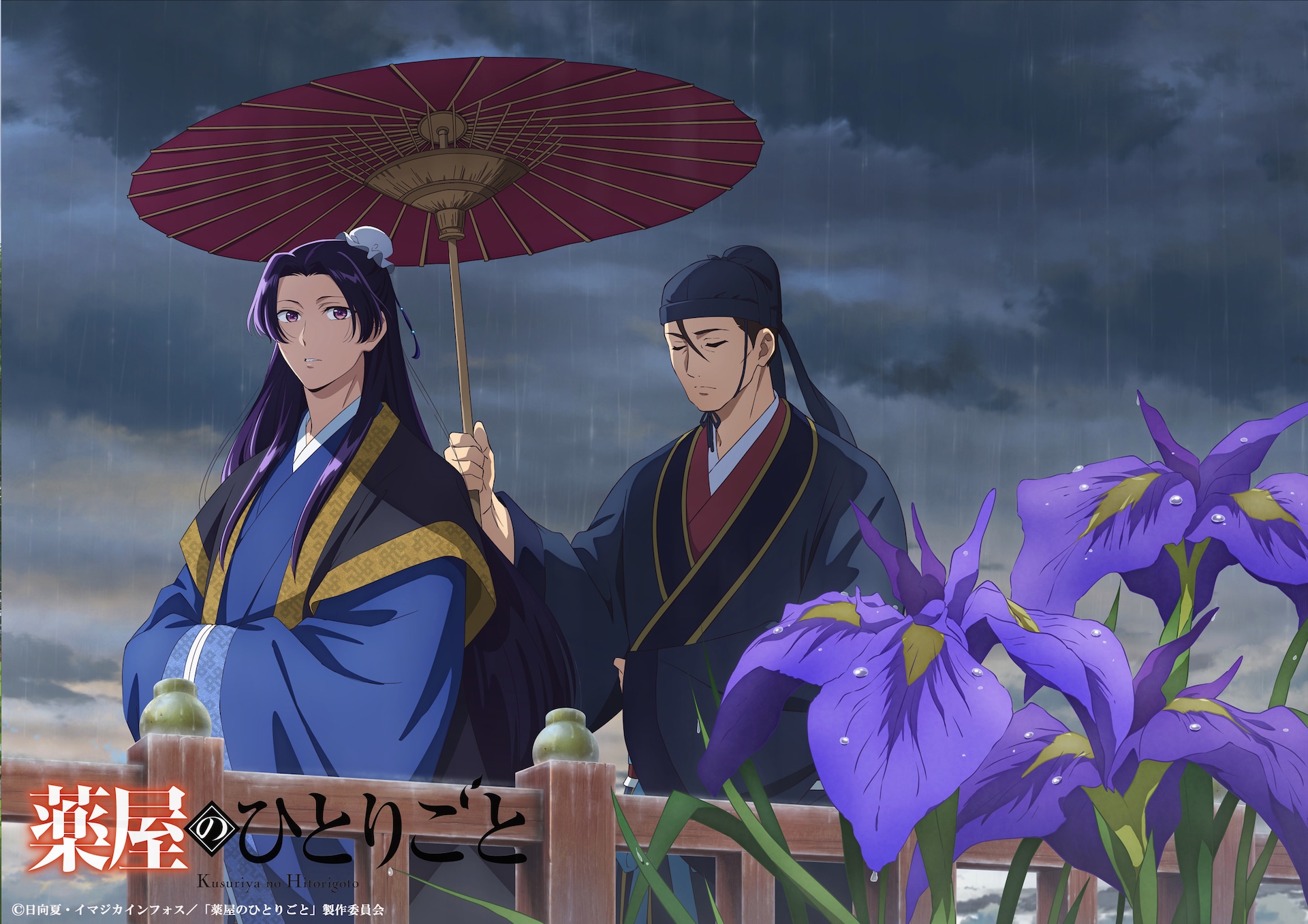 「薬屋のひとりごと」5月ビジュアル公開、雨の中咲く花菖蒲を壬氏が見つめる