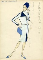 柳生悦子による「君も出世が出来る」衣裳デザイン。世田谷文学館蔵