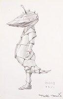 《カネゴン決定稿》1965年　ペン、水彩・紙　青森県立美術館蔵