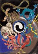 《四神獣》1988年　アクリル・紙　個人蔵