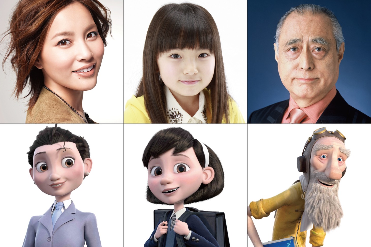 上段左から瀬戸朝香、鈴木梨央、津川雅彦。下段左からお母さん、女の子、飛行士。(c)2015LPPTV -Little Princess -ON Entertainment -Orange Studio -M6 Films