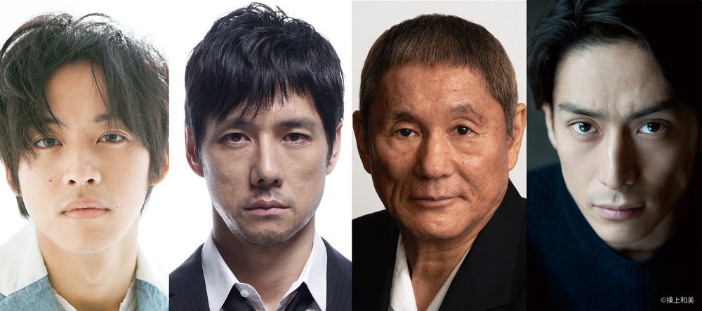 「劇場版 MOZU」キャスト。左から松坂桃李、西島秀俊、ビートたけし、伊勢谷友介。