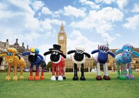 「Shaun IN THE CITY UK Trails」展示の様子。(c) and TM Aardman Animations Ltd 2015.
