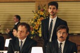 「The Lobster（原題）」場面写真。左からジョン・C・ライリー、ベン・ウィショー、コリン・ファレル。