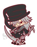 コトブキヤ直営店の特典のラバーストラップ。(c)枢やな/スクウェアエニックス・黒執事Project・MBS