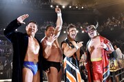 新日本プロレス所属のゲストたち。左から永田裕志、中西学、小島聡、天山広吉。