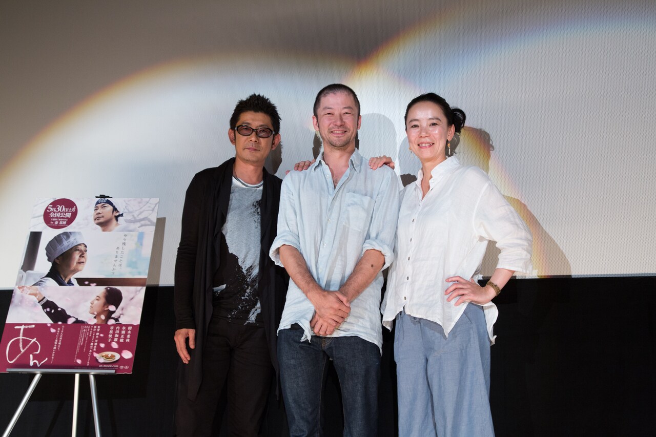 浅野忠信、「あん」トークイベントで永瀬正敏に優しく坊主頭をなでられる