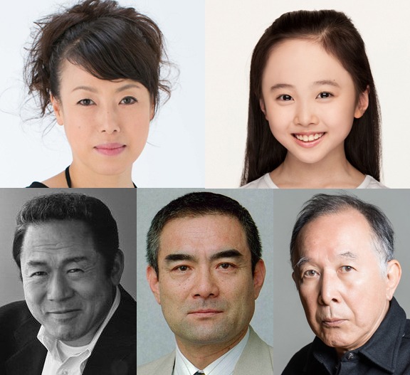 「母と暮せば」キャスト。上段左から広岡由里子、本田望結、下段左から小林稔侍、辻萬長、橋爪功。(c)2015「母と暮せば」製作委員会