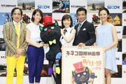 キネコ国際映画祭 2015記者会見の様子。左からルー大柴、内田恭子、戸田恵子、中山秀征、白石みき。