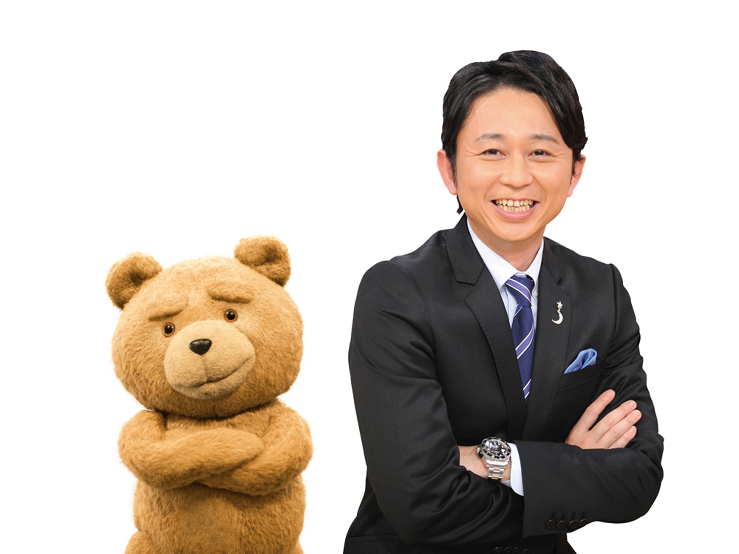 左からテッド、有吉弘行。(c)Universal Pictures