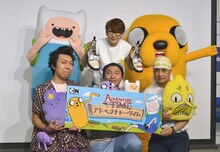 「アドベンチャー・タイム」トークイベントにて、前列左から太田哲治、湯浅政明、岩崎ひろし、後列中央に朴ロ美（ロは王へんに路）。