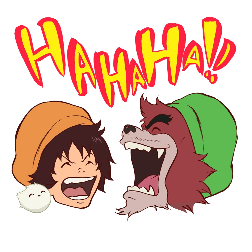 GREEN DA・KA・RA×「バケモノの子」コラボレーションLINEスタンプの一部。