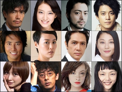 「テラフォーマーズ」上段左から伊藤英明、武井咲、山田孝之、小栗旬。中段左からケイン・コスギ、菊地凛子、加藤雅也、小池栄子。下段左から篠田麻里子、滝藤賢一、太田莉菜、福島リラ。