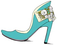 シネスイッチ銀座にて展示・抽選でプレゼントされるパンプスのデザイン画。