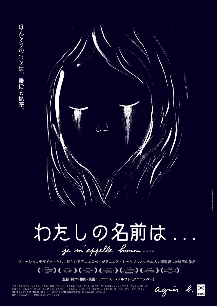 ジュリアン・ランゲンドルフのイラストを使用した「わたしの名前は…」チラシ。(c)Love streams agnès b. Productions