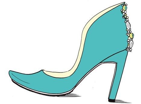 日本版ポスターピジュアルをイメージした販売用パンプスのデザイン画。