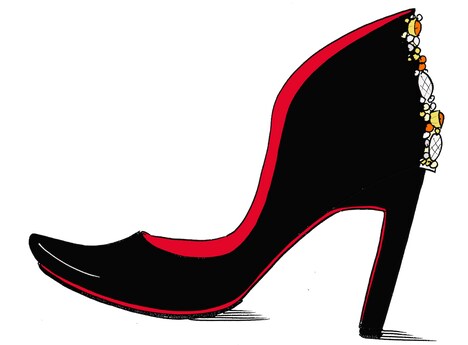 フランス版ポスターピジュアルをイメージした販売用パンプスのデザイン画。