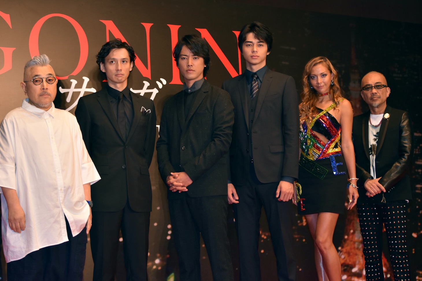 「GONIN サーガ」完成報告会見の様子。