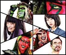 「TOO YOUNG TO DIE! 若くして死ぬ」第2弾ビジュアル。右上から時計回りに古田新太、森川葵、皆川猿時、古舘寛治、清野菜名、尾野真千子、桐谷健太。