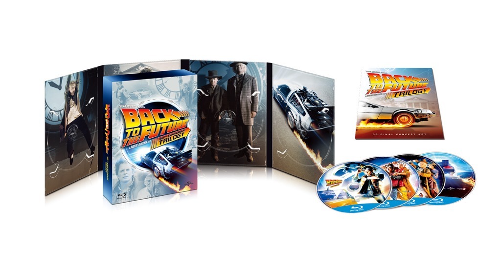 「バック・トゥ・ザ・フューチャー トリロジー 30thアニバーサリー デラックス・エディション」Blu-ray BOXの展開図。