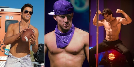 「マジック・マイクXXL」より、左からマット・ボマー、チャニング・テイタム、ジョー・マンガニエロ。