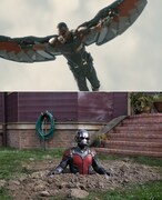 「アントマン」よりアンソニー・マッキー演じるファルコン(上)、ポール・ラッド演じるアントマン。(c)Marvel 2015