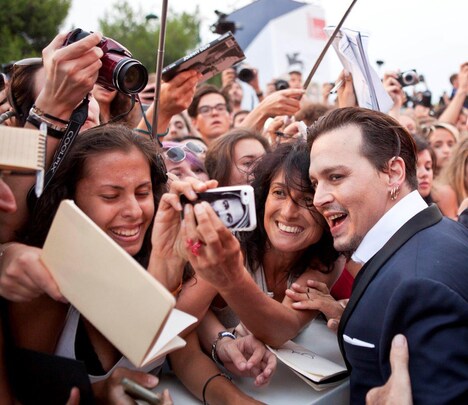 第72回ヴェネツィア国際映画祭にて、「ブラック・スキャンダル」ワールドプレミアに登場したジョニー・デップ。(c)KAZUKO WAKAYAMA