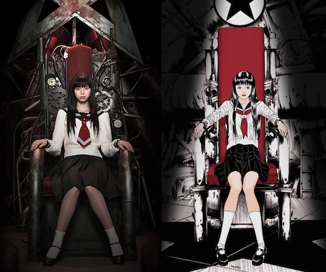 左より「ライチ☆光クラブ」のヒロイン・カノンに扮した中条あやみ、原作のカノン。(c)2016『ライチ☆光クラブ』製作委員会