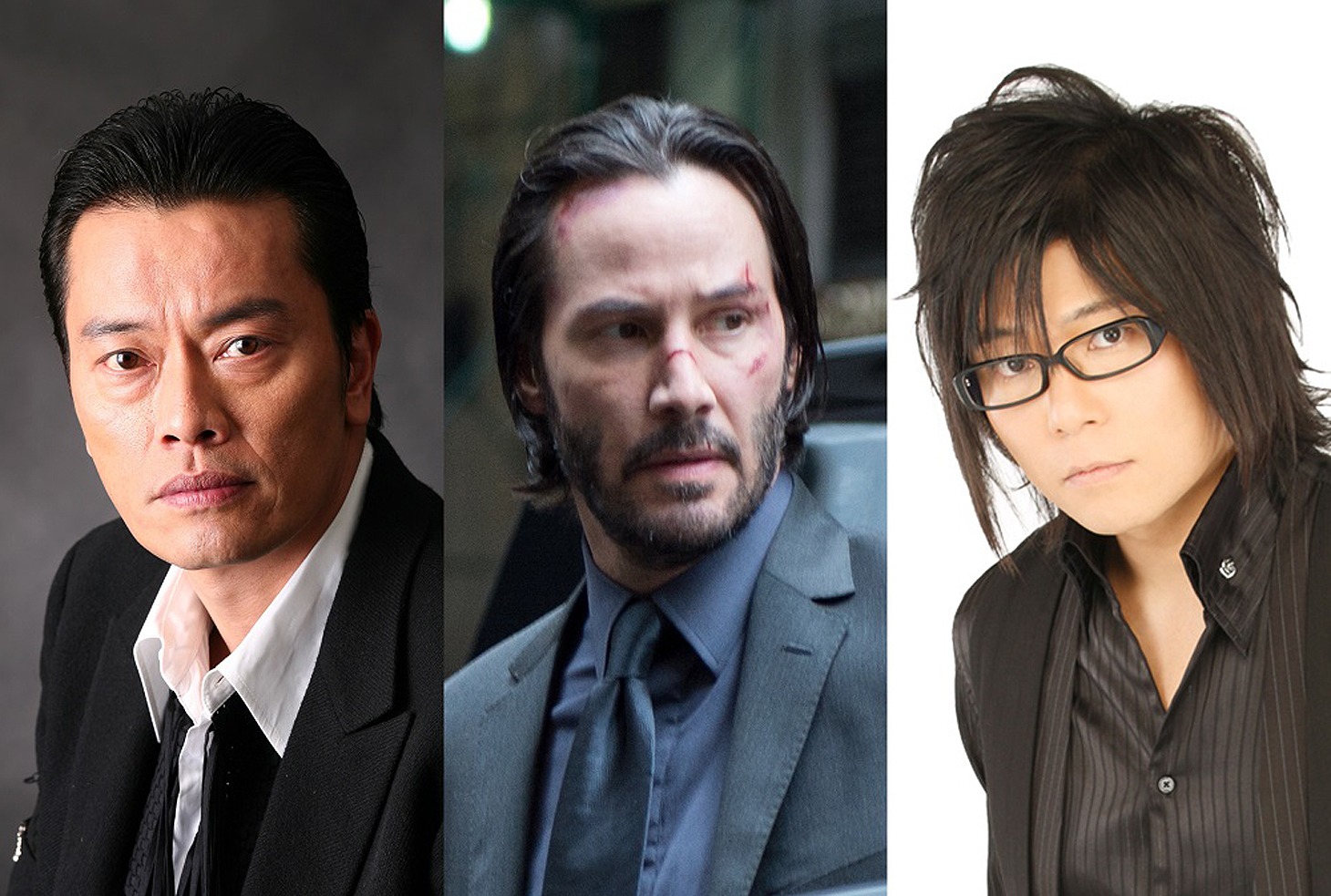 左より遠藤憲一、キアヌ・リーヴス、森川智之。