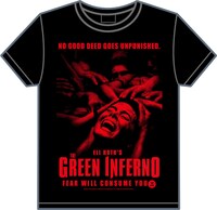 テロ・ファクトリー「グリーン・インフェルノ」Tシャツ表面（レッド） 価格：3000円