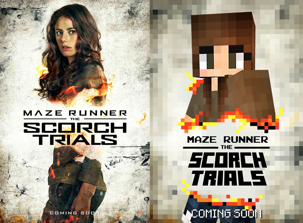 「メイズ・ランナー2：砂漠の迷宮」マインクラフト版ポスター（テレサ） (c)2015 Twentieth Century Fox Film Corporation. All Rights Reserved.