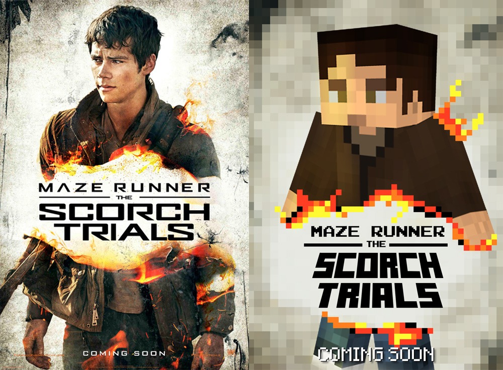 「メイズ・ランナー2：砂漠の迷宮」マインクラフト版ポスター（トーマス） (c)2015 Twentieth Century Fox Film Corporation. All Rights Reserved.