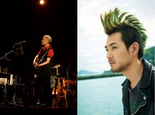 細野晴臣（左）、永吉を演じる松田龍平（右）。(c)2016「モヒカン故郷に帰る」製作委員会