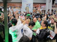 ニューヨーク・コミコン2015で行われた、ガメラ生誕50周年記念イベントの様子。