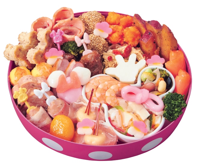 おせち・ミニーマウス・シルエット三段重の二の重。(c)Disney