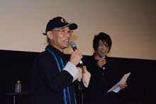「ガンダムとその世界」トークイベントの様子。左から富野由悠季、落合陽一。