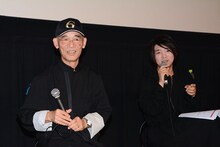 「ガンダムとその世界」トークイベントの様子。左から富野由悠季、落合陽一。