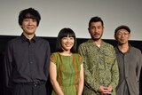 「アレノ」舞台挨拶の様子。左から川口覚、山田真歩、渋川清彦、越川道夫。