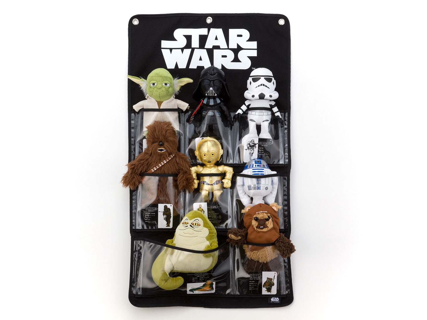 「スター・ウォーズ ビーンズコレクションボックス・ディスプレイポケットセット」ディスプレイポケットに収納した様子。