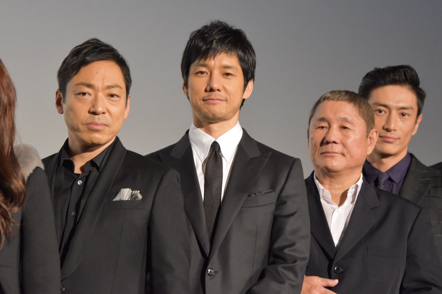 左から香川照之、西島秀俊、ビートたけし、伊勢谷友介。