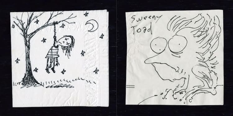ティム バートンの 紙ナプキン画集 発売 旅先で描きとめた創造の源泉 映画ナタリー