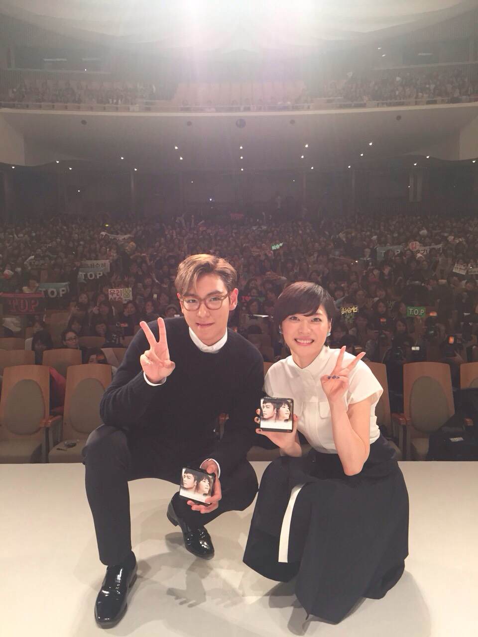 dTVドラマ「シークレット・メッセージ」プレミアムイベントにて、上野樹里とT.O.P from BIGBANG チェ・スンヒョン。
