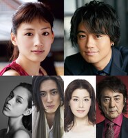 「高台家の人々」キャスト。左上から時計回りに綾瀬はるか、斎藤工、市村正親、大地真央、間宮祥太朗、水原希子。