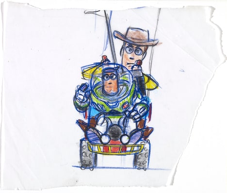 ボブ・ポーリー｜《ウッディとバズ》｜「トイ・ストーリー」（1995年）｜複製（マーカー、鉛筆／紙）(c)Disney/Pixar