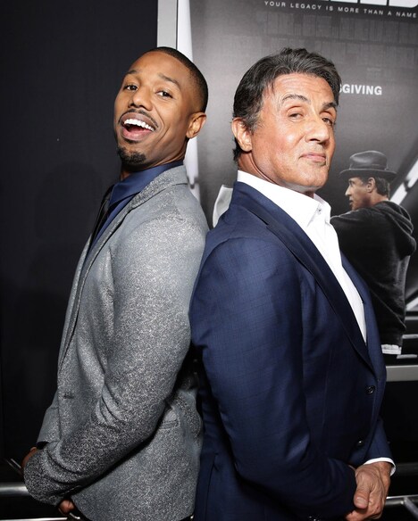 ワールドプレミアより、マイケル・B・ジョーダン（左）とシルヴェスター・スタローン（右）。