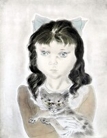 「子供十態：猫を抱く少女」（ビュイッソン証明印）（写真提供：伊勢丹）