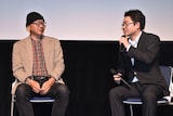 「映画秘宝Presents ガメラ生誕50周年祭」の様子。左から三池敏夫、田口清隆。
