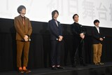 左から、桐嶋郁弥役の内山昂輝、七瀬遙役の島崎信長、橘真琴役の鈴木達央、監督の武本康弘。